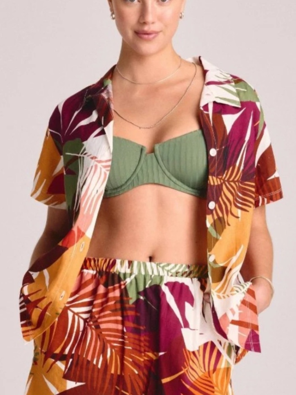 Vitamin A Unisex Linen Blend Cover Up Button Up Shirt